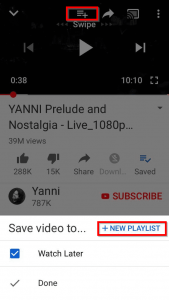 Playlist on YouTube iPhone App- click on New playlist